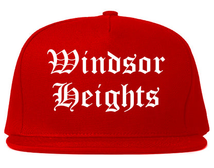 Windsor Heights Iowa IA Old English Mens Snapback Hat Red