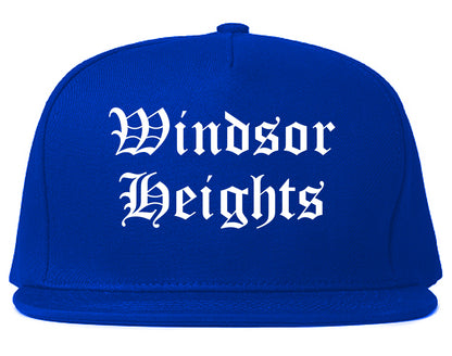 Windsor Heights Iowa IA Old English Mens Snapback Hat Royal Blue