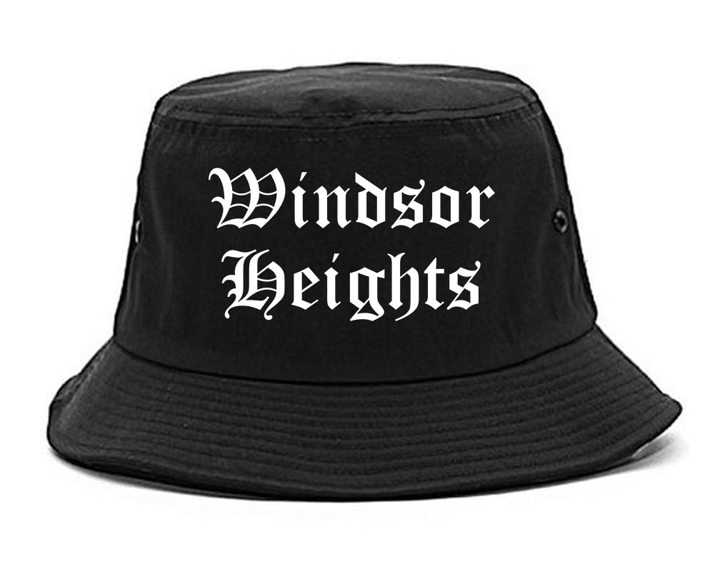 Windsor Heights Iowa IA Old English Mens Bucket Hat Black