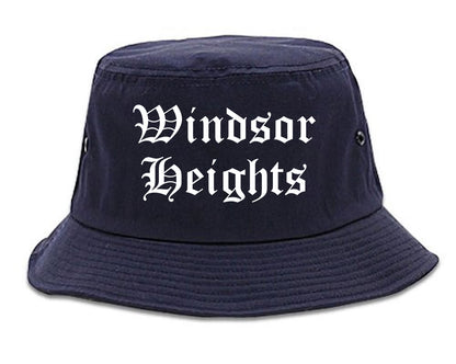 Windsor Heights Iowa IA Old English Mens Bucket Hat Navy Blue