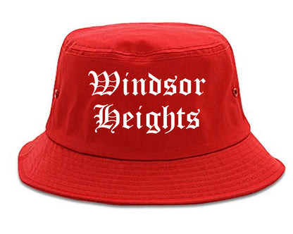 Windsor Heights Iowa IA Old English Mens Bucket Hat Red