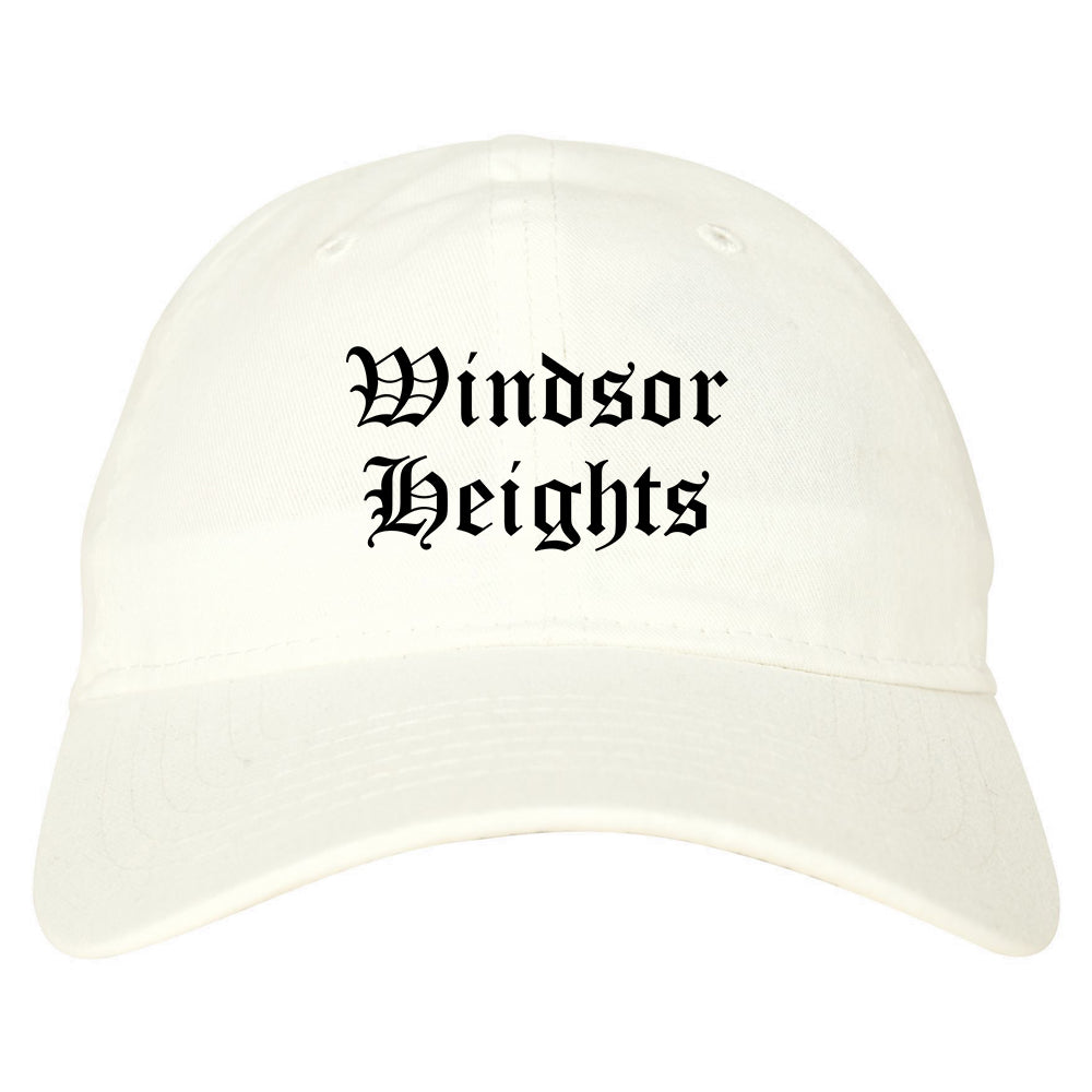 Windsor Heights Iowa IA Old English Mens Dad Hat Baseball Cap White