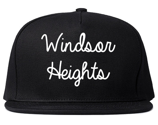 Windsor Heights Iowa IA Script Mens Snapback Hat Black