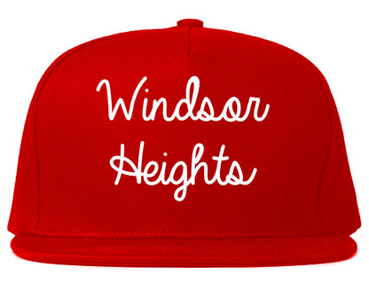 Windsor Heights Iowa IA Script Mens Snapback Hat Red