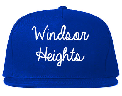 Windsor Heights Iowa IA Script Mens Snapback Hat Royal Blue