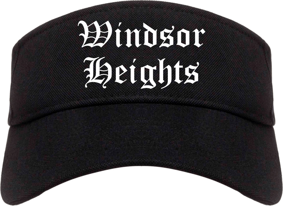 Windsor Heights Iowa IA Old English Mens Visor Cap Hat Black