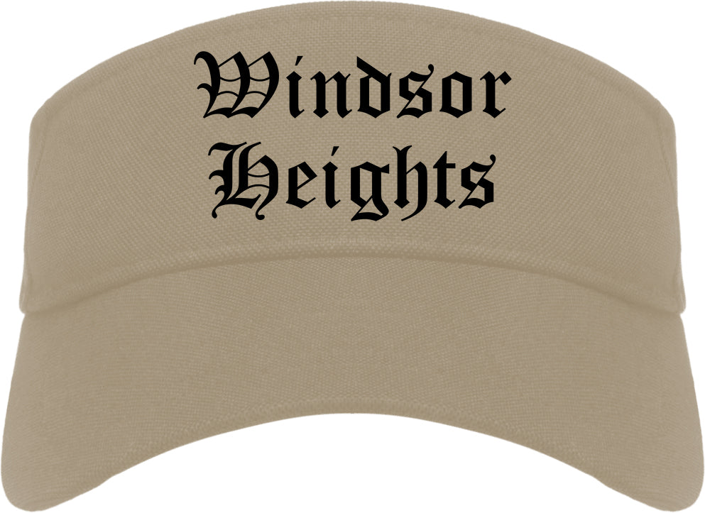 Windsor Heights Iowa IA Old English Mens Visor Cap Hat Khaki