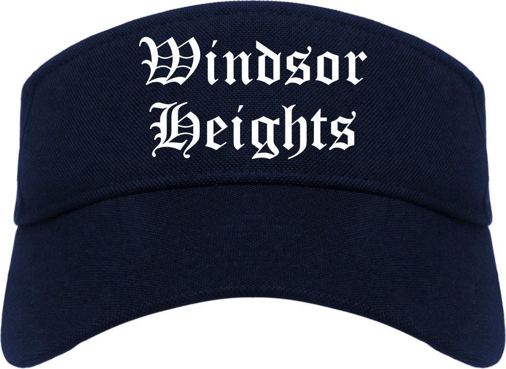 Windsor Heights Iowa IA Old English Mens Visor Cap Hat Navy Blue
