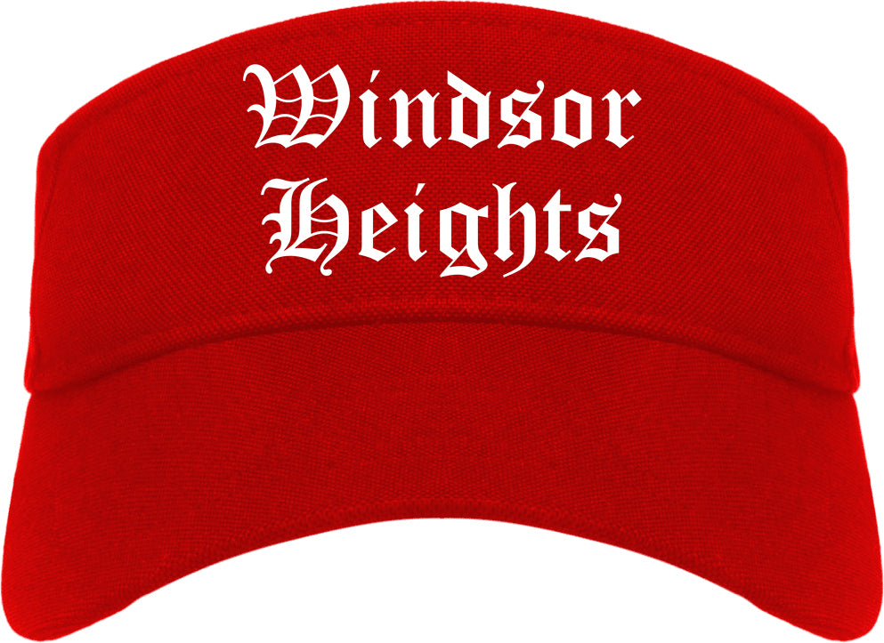 Windsor Heights Iowa IA Old English Mens Visor Cap Hat Red