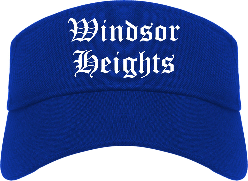 Windsor Heights Iowa IA Old English Mens Visor Cap Hat Royal Blue