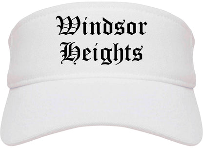 Windsor Heights Iowa IA Old English Mens Visor Cap Hat White