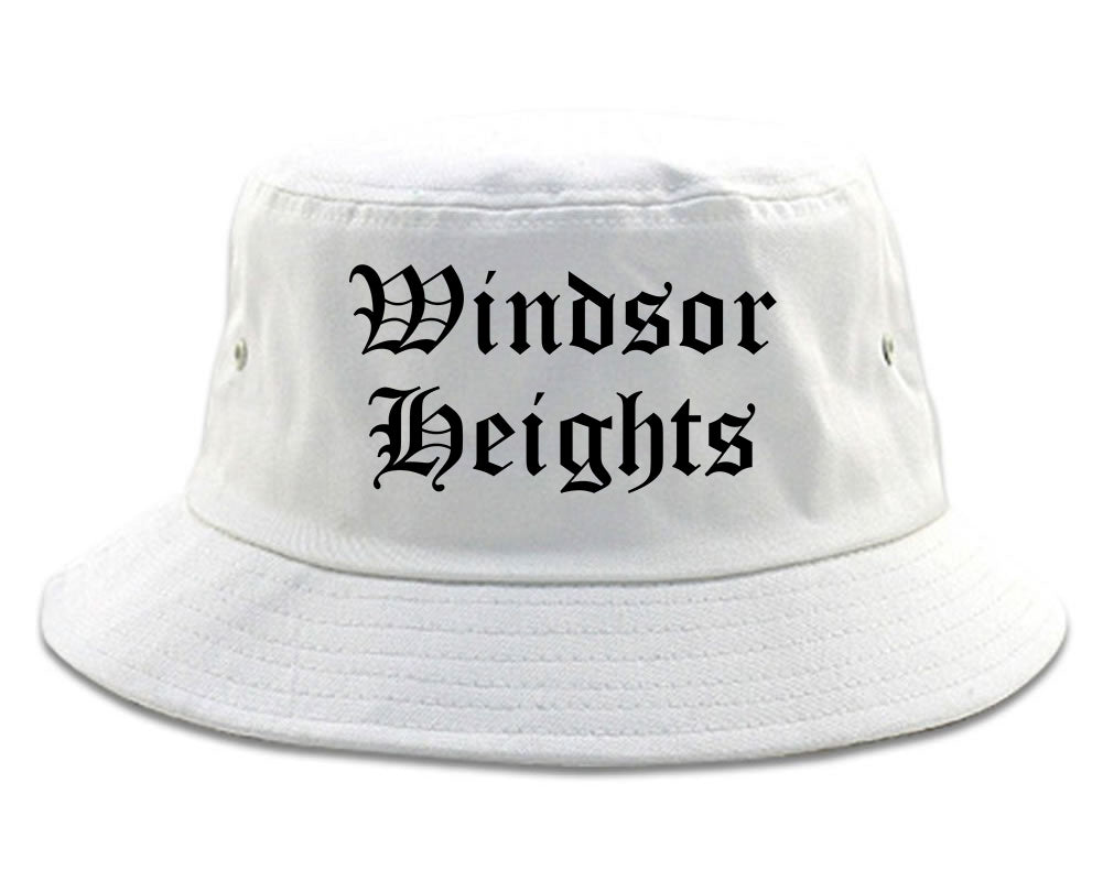 Windsor Heights Iowa IA Old English Mens Bucket Hat White