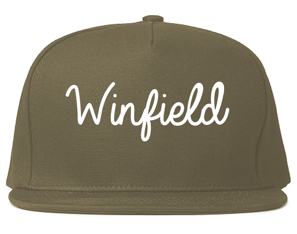 Winfield Alabama AL Script Mens Snapback Hat Grey