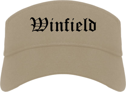 Winfield Alabama AL Old English Mens Visor Cap Hat Khaki