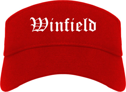 Winfield Alabama AL Old English Mens Visor Cap Hat Red