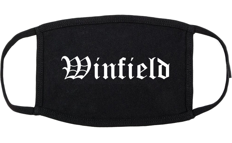Winfield Illinois IL Old English Cotton Face Mask Black