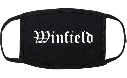 Winfield Illinois IL Old English Cotton Face Mask Black