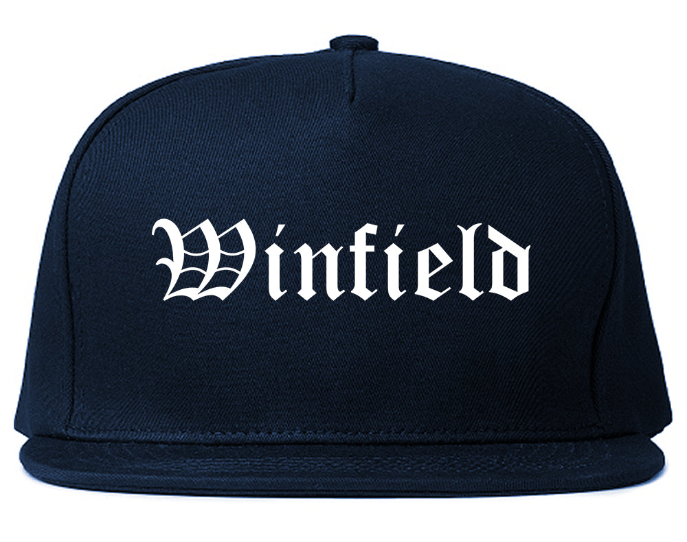 Winfield Illinois IL Old English Mens Snapback Hat Navy Blue