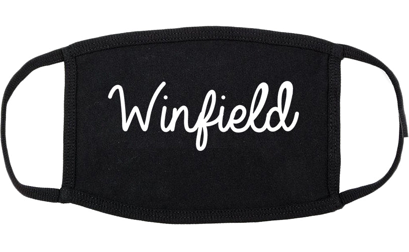 Winfield Illinois IL Script Cotton Face Mask Black
