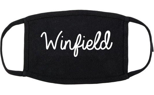 Winfield Illinois IL Script Cotton Face Mask Black