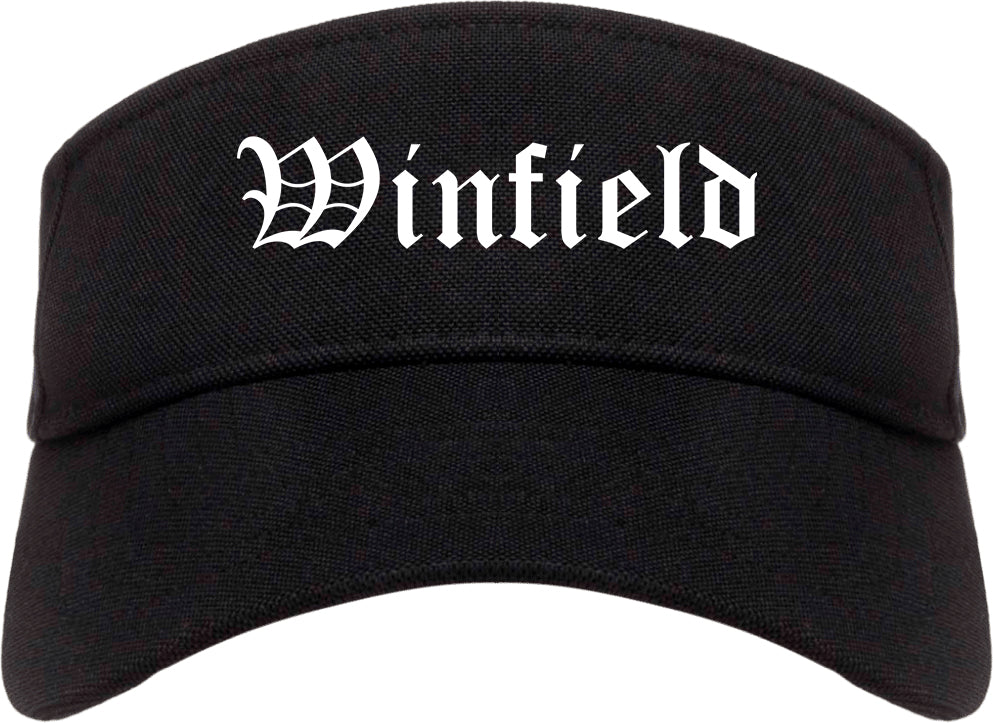 Winfield Illinois IL Old English Mens Visor Cap Hat Black
