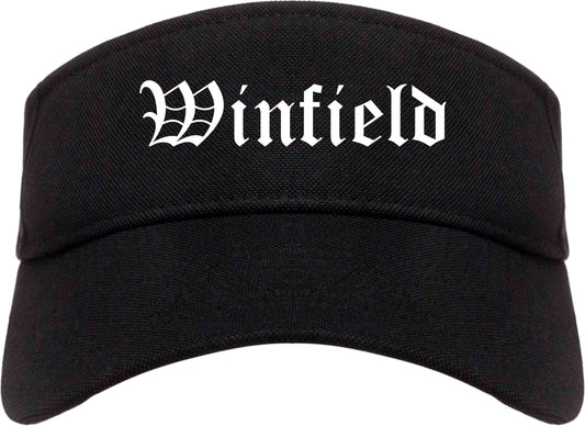 Winfield Illinois IL Old English Mens Visor Cap Hat Black