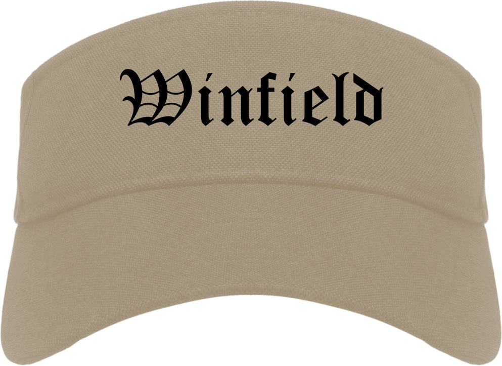 Winfield Illinois IL Old English Mens Visor Cap Hat Khaki