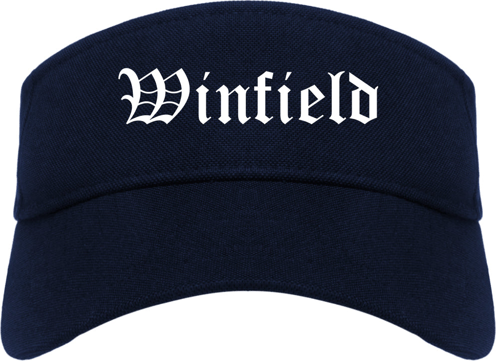 Winfield Illinois IL Old English Mens Visor Cap Hat Navy Blue