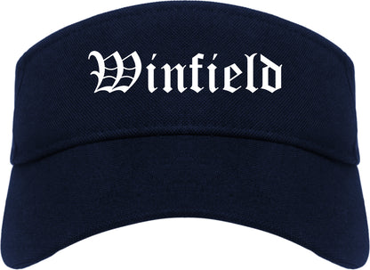 Winfield Illinois IL Old English Mens Visor Cap Hat Navy Blue
