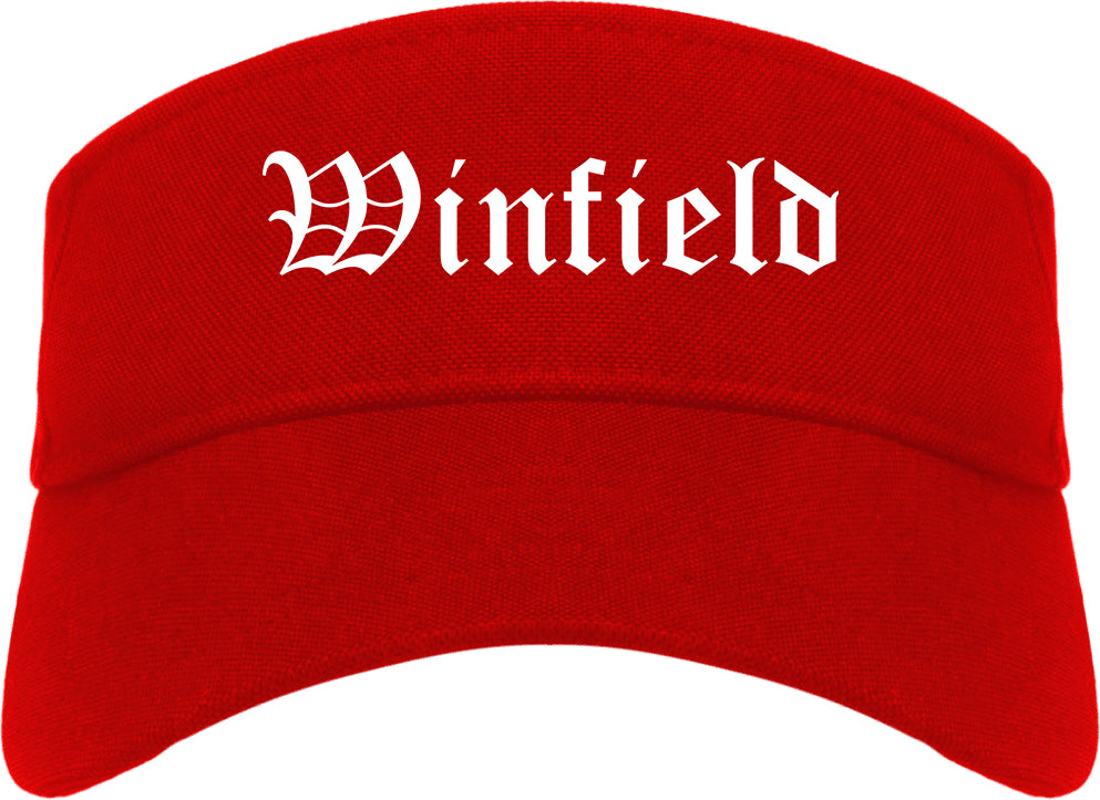 Winfield Illinois IL Old English Mens Visor Cap Hat Red