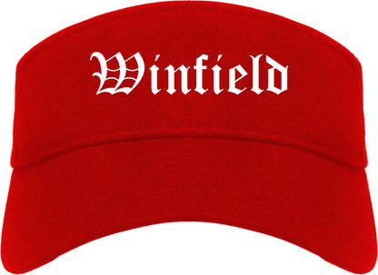 Winfield Illinois IL Old English Mens Visor Cap Hat Red
