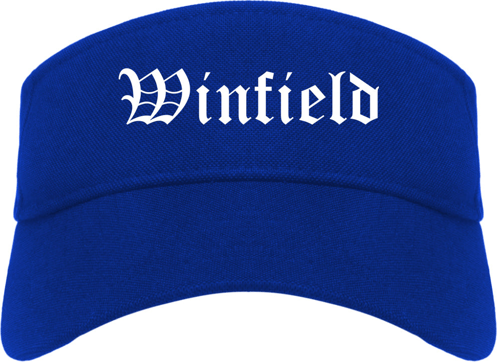 Winfield Illinois IL Old English Mens Visor Cap Hat Royal Blue