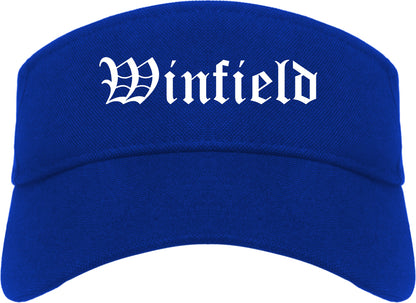 Winfield Illinois IL Old English Mens Visor Cap Hat Royal Blue
