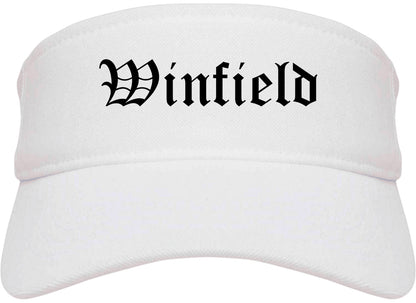 Winfield Illinois IL Old English Mens Visor Cap Hat White
