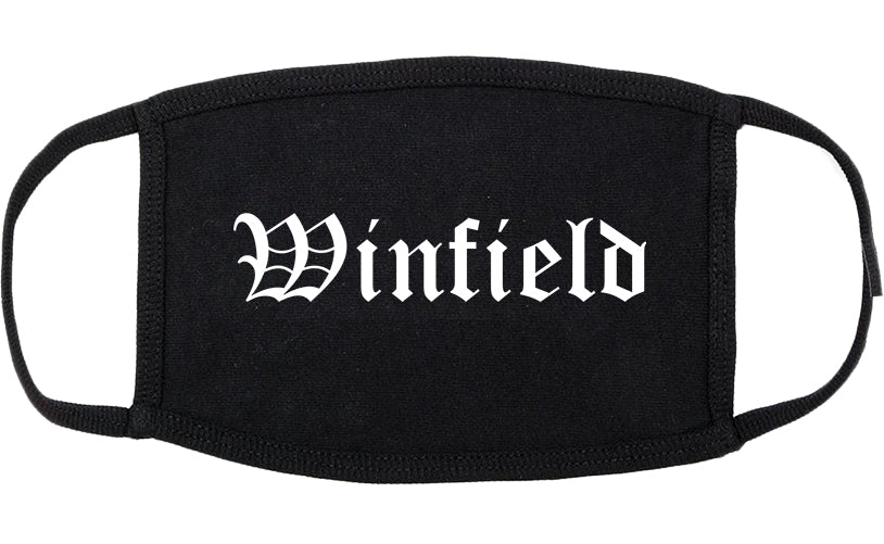 Winfield Indiana IN Old English Cotton Face Mask Black