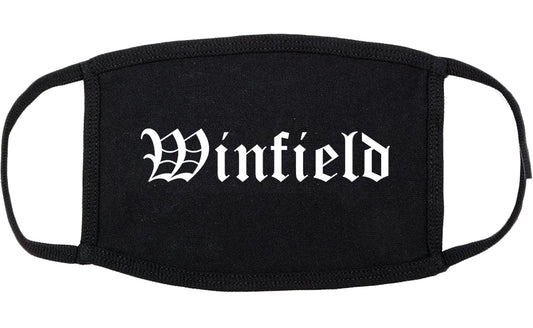 Winfield Indiana IN Old English Cotton Face Mask Black