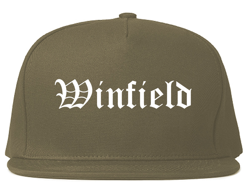 Winfield Indiana IN Old English Mens Snapback Hat Grey