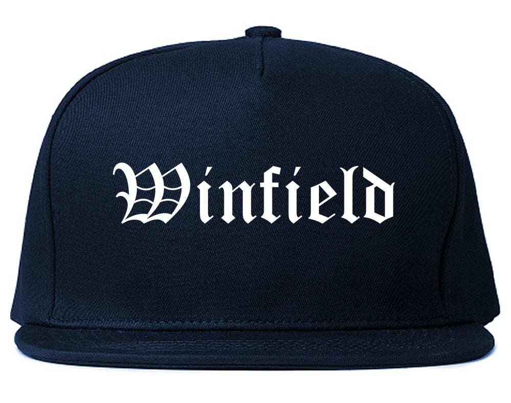 Winfield Indiana IN Old English Mens Snapback Hat Navy Blue
