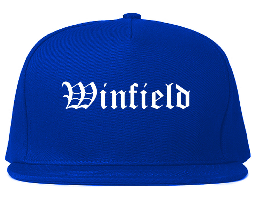 Winfield Indiana IN Old English Mens Snapback Hat Royal Blue