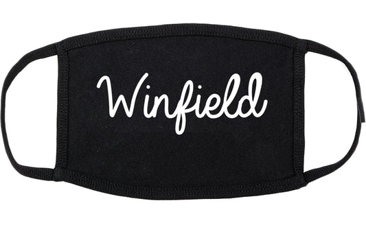Winfield Indiana IN Script Cotton Face Mask Black