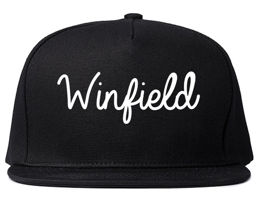 Winfield Indiana IN Script Mens Snapback Hat Black