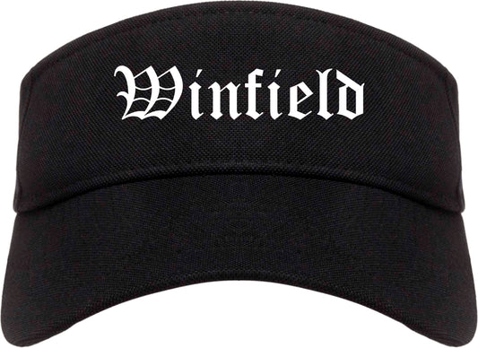 Winfield Indiana IN Old English Mens Visor Cap Hat Black