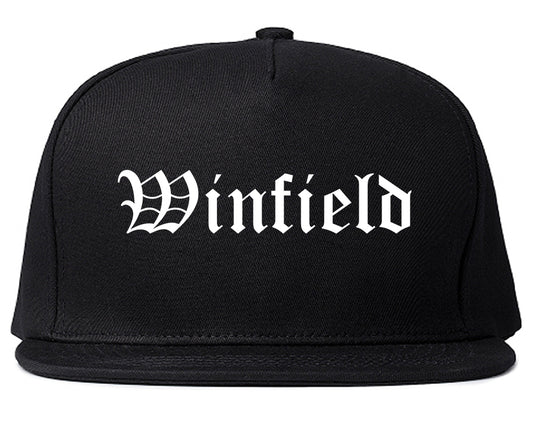 Winfield Kansas KS Old English Mens Snapback Hat Black