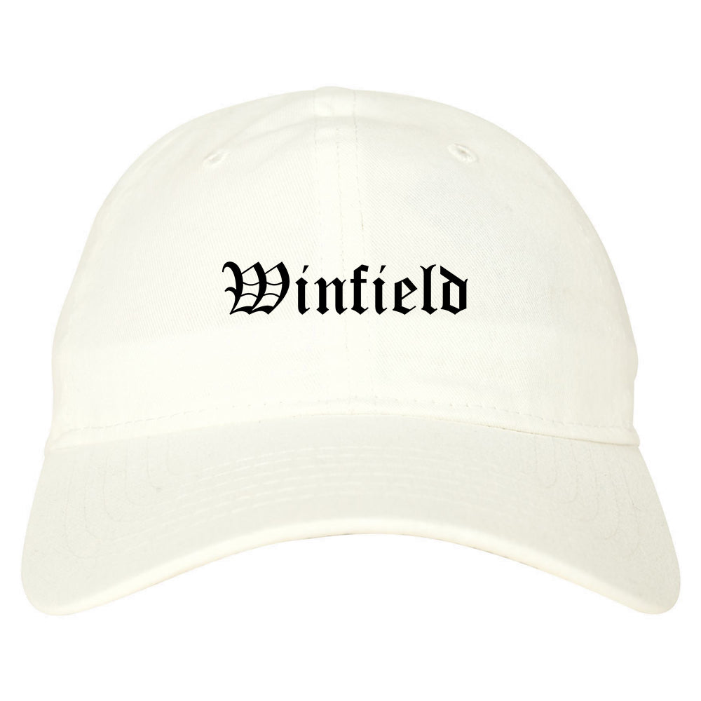 Winfield Kansas KS Old English Mens Dad Hat Baseball Cap White