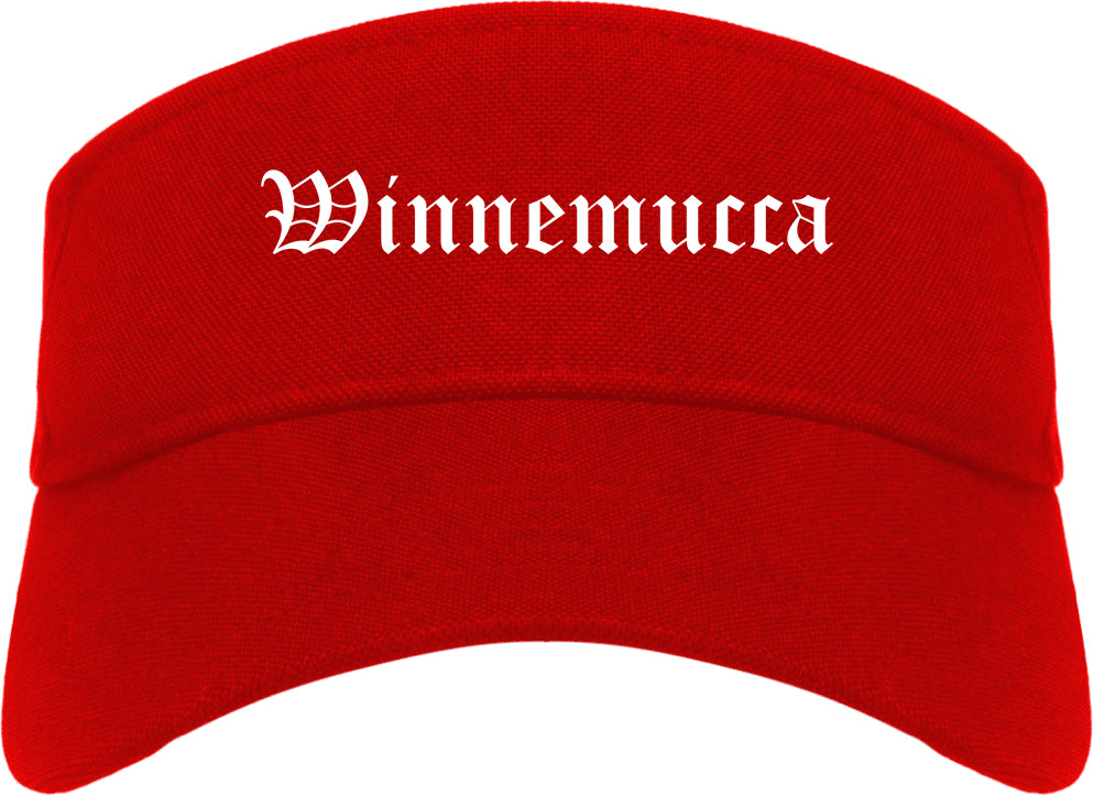 Winnemucca Nevada NV Old English Mens Visor Cap Hat Red