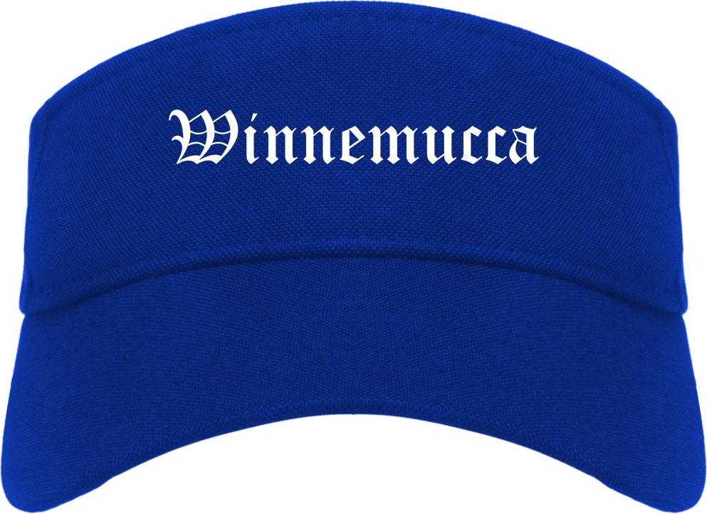 Winnemucca Nevada NV Old English Mens Visor Cap Hat Royal Blue