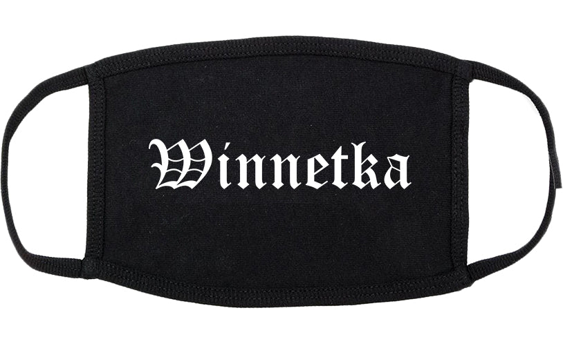 Winnetka Illinois IL Old English Cotton Face Mask Black