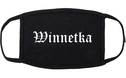 Winnetka Illinois IL Old English Cotton Face Mask Black