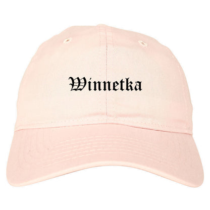 Winnetka Illinois IL Old English Mens Dad Hat Baseball Cap Pink