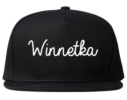 Winnetka Illinois IL Script Mens Snapback Hat Black